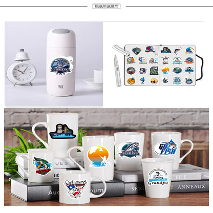 50PCS Cartoon Fishing Hobby Graffiti Laptop Guitar Motorcycle Luggage Skateboard Bike Waterproof Sticker