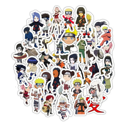 50PCS Japanese Anime Ninja Cute Cartoon Geometric Luggage Notebook Graffiti Movable Waterproof Helmet Sticker
