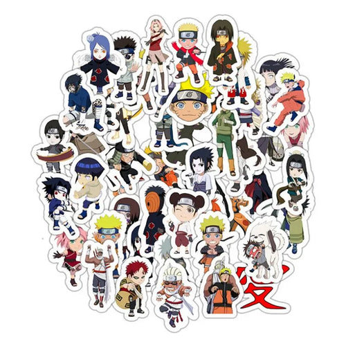 50PCS Japanese Anime Ninja Cute Cartoon Geometric Luggage Notebook Graffiti Movable Waterproof Helmet Sticker