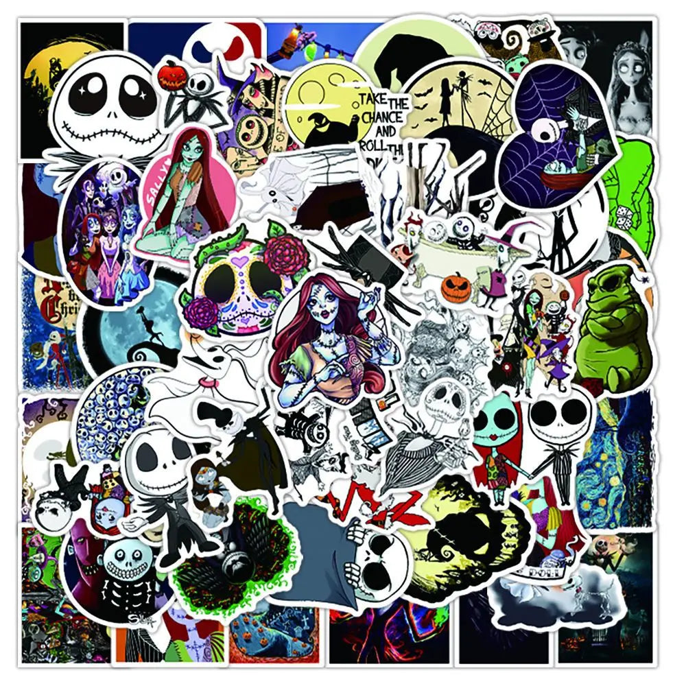 50PCS Cartoon Film and Television Christmas Fright Night Graffiti Stickers Personalized Fashion Creative Trend DIY Exquisite Decorative Decals for Cups Helmets Skateboards Popular Stickers Toys