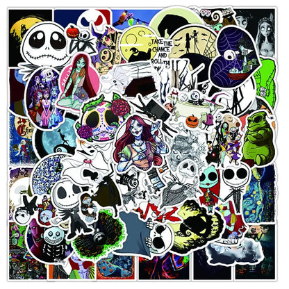 50PCS Cartoon Film and Television Christmas Fright Night Graffiti Stickers Personalized Fashion Creative Trend DIY Exquisite Decorative Decals for Cups Helmets Skateboards Popular Stickers Toys