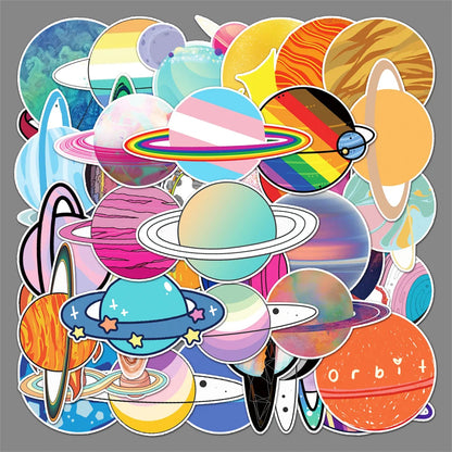 50PCS Trendy Cartoon Galaxy Personality DIY Planet Graffiti Decoration Suitcase Guitar Waterproof Sticker