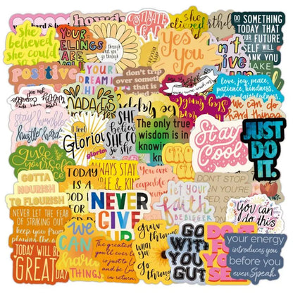 50PCS Inspirational English Alphabet Graffiti Car Laptop Water Cup Skateboard Guitar Waterproof Sticker