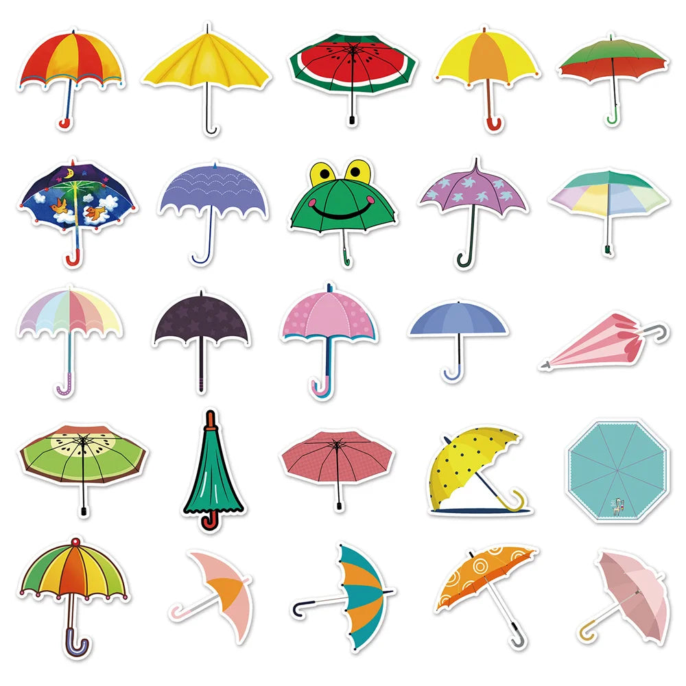 50PCS Umbrella Creative Waterproof Graffiti Stickers Luggage Car Tablet Car Cartoon Decorative Stickers