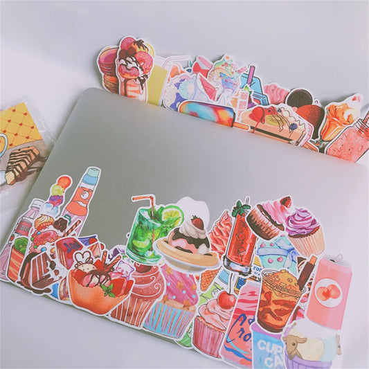 50PCS Cartoon Girl Heart Dessert Cake Baking Packaging Graffiti Sticker Notebook Trolley Box Scooter PVC Sticker