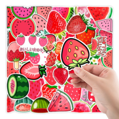 50PCS Watermelon Strawberry Cute Graffiti Laptop Skateboard Guitar Refrigerator Water Cup Waterproof Sticker