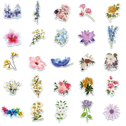 50PCS   Fresh Flowers Cartoon Girl Toy Laptop Mobile Phone Water Cup Refrigerator Luggage Home Decoration Sticker