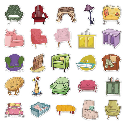 50PCS furniture graffiti stickers cartoon small fresh ins wind stickers DIY skateboard water cup luggage stickers