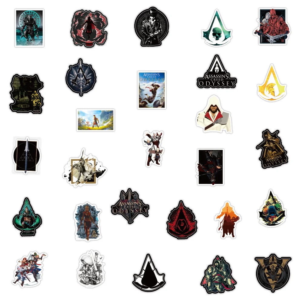50PCS New Assassin Creed Personalized Decoration Graffiti Waterproof Sticker Notebook Skateboard Helmet Water Cup
