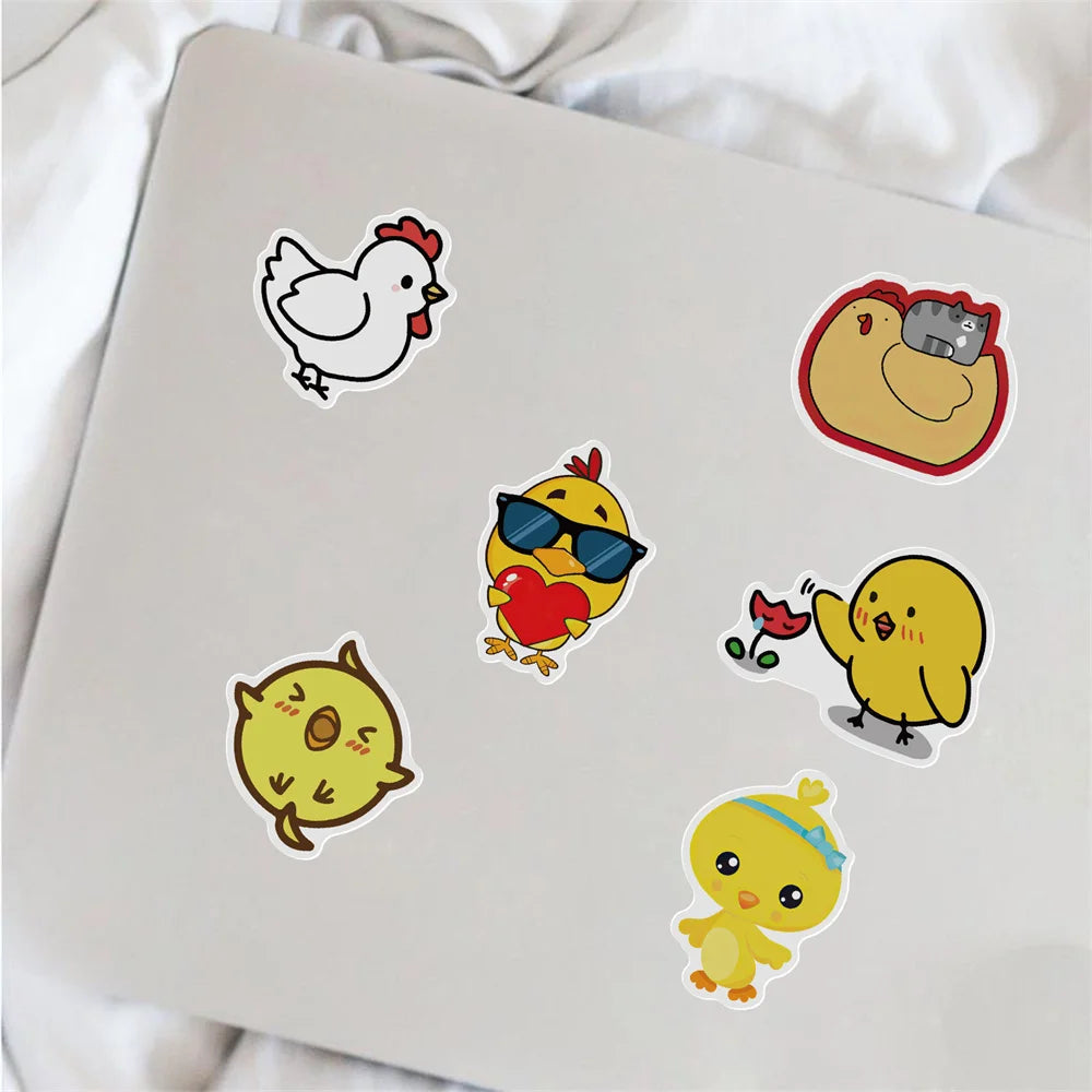 50PCS Cartoon Cute Little Yellow Chicken Stickers Personalized Decoration Luggage Laptop Waterproof Stickers