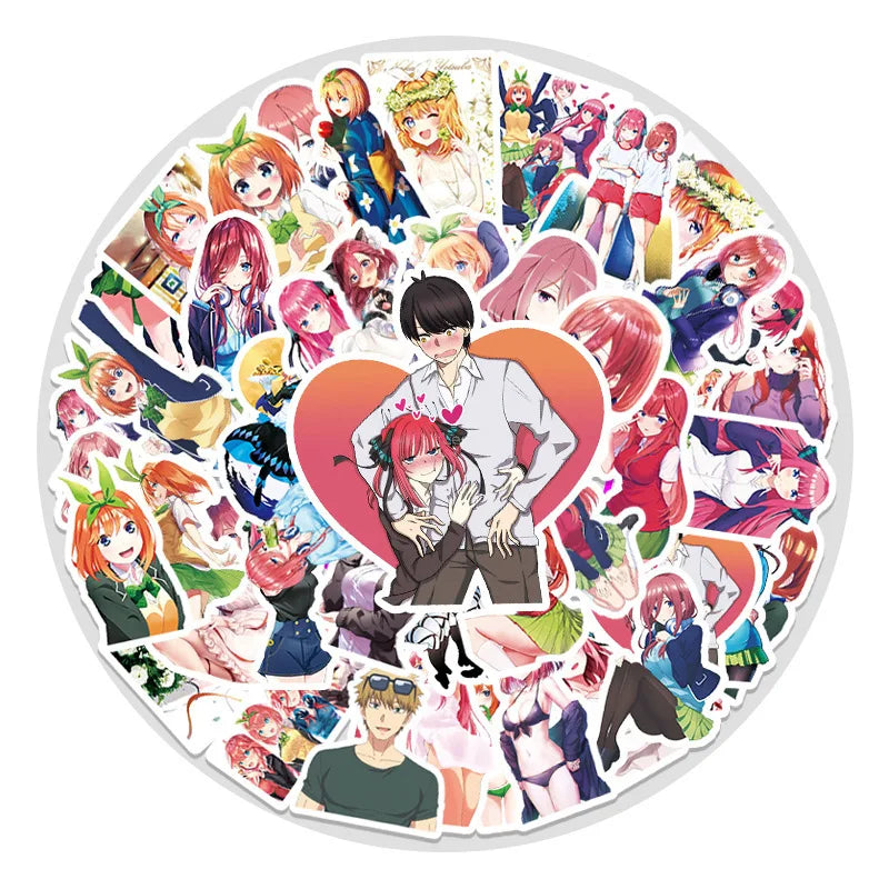 50pcs Riman Five Part Flower Wedding Cartoon DIY Sticker Notebook Computer Car Refrigerator Graffiti Sticker