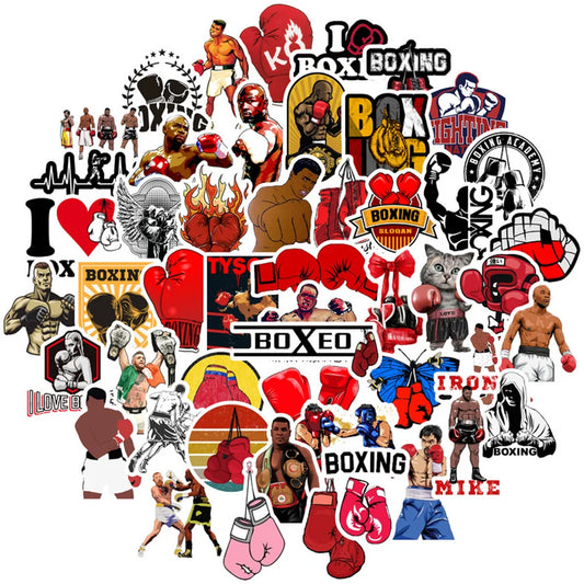 50PCS Boxing Match Muscle Strength Sticker Notebook Trolley Case Bike Scooter Waterproof Graffiti Gift Toy Sticker