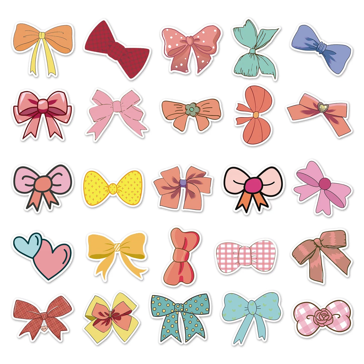 50PCS Bow Tie Cartoon Little Fresh Girl Heart Graffiti Waterproof Sticker Suitcase Notebook Refrigerator WaterCup