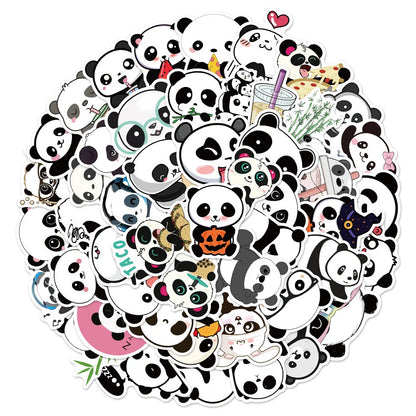 50PCS Cute Cartoon Panda Graffiti Stickers Notebook Mobile Phone Case Water Cup Luggage Waterproof Stickers