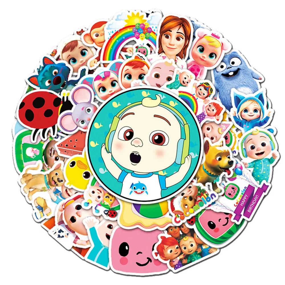 50PCS Cocomelon Cartoon Creative Trend Personalized Decoration Graffiti Waterproof Sticker Notebook Refrigerator