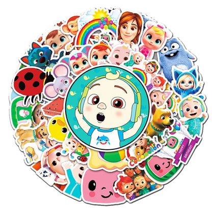 50PCS Cocomelon Cartoon Creative Trend Personalized Decoration Graffiti Waterproof Sticker Notebook Refrigerator