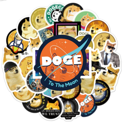 50pcs Dogecoin Graffiti Personalized DIY Decoration Luggage Compartment Guitar Toy Sticker