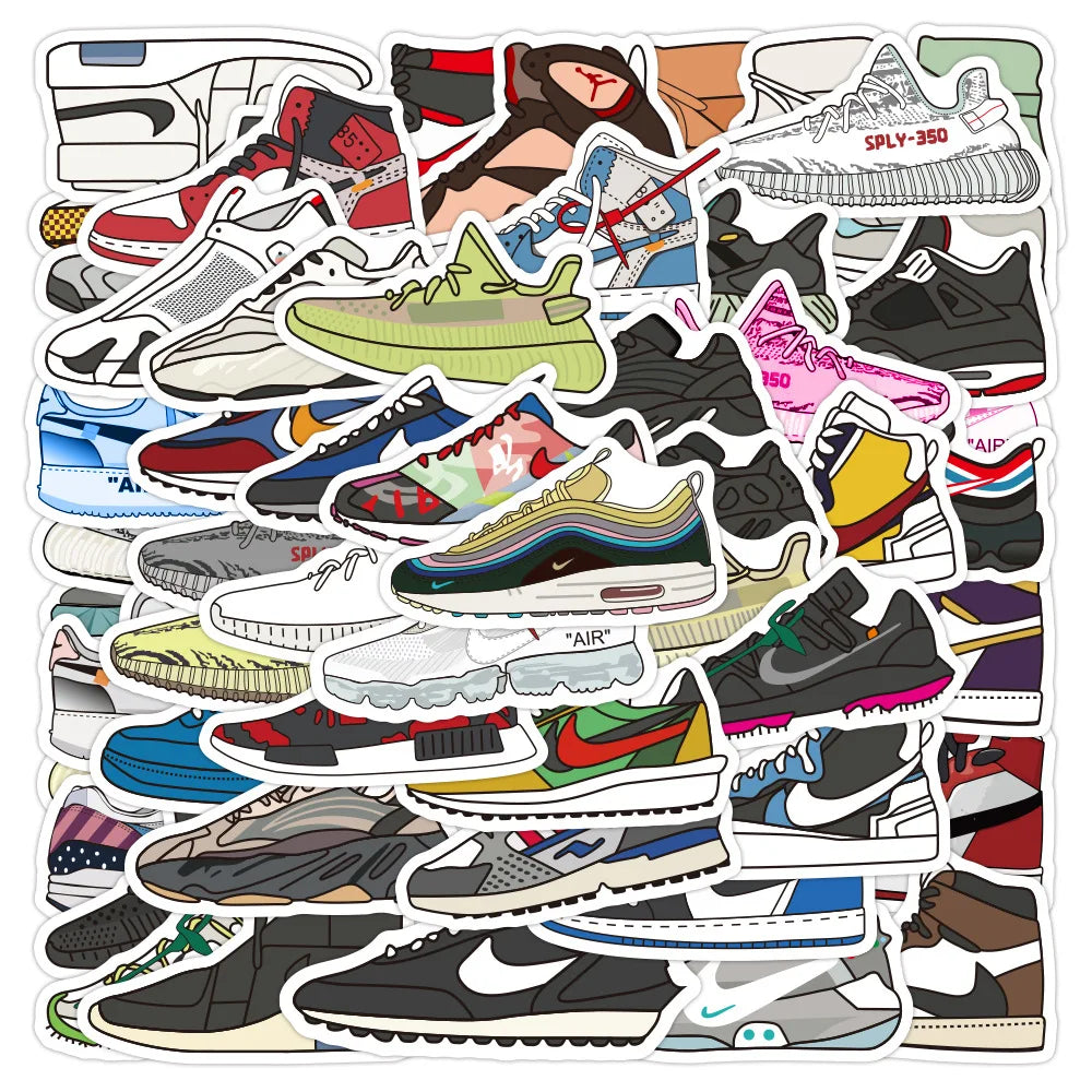 50pcs Personalized Trendy Sneakers Graffiti Personalized DIY Decoration Suitcase  Phone Case Toy Sticker