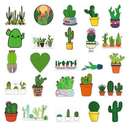 50pcs Popular Animation Cactus Graffiti Decoration Luggage Compartment Waterproof Sticker
