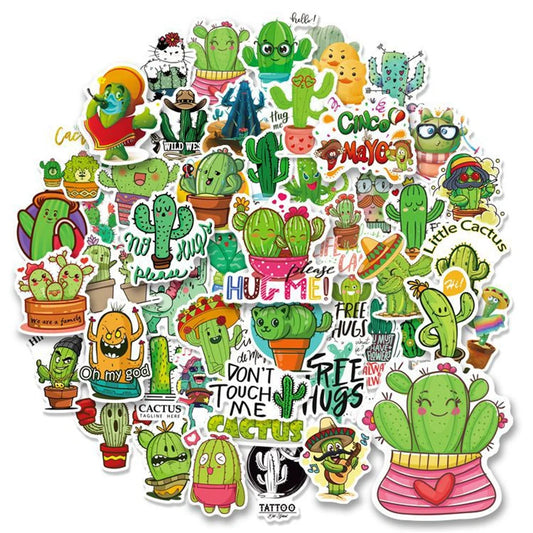 50PC Cactus Sticker Ins Wind Green Small Fresh Plant Notebook Skateboard Water Cup Small Sticker