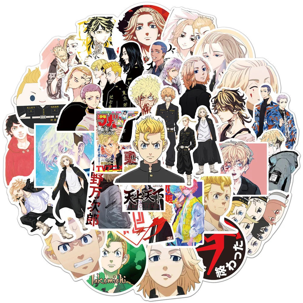 50pcs Cartoon Animation Tokyo Avenger Graffiti Sticker Mobile Phone Trunk Waterproof Sticker