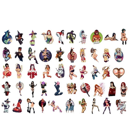 50pcs Cartoon Animation Sexy Beauty Devil Girl Sticker Trunk Notebook Waterproof Sticker