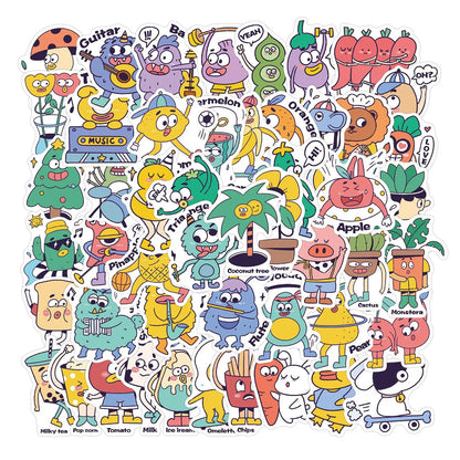 50PCS of cute cartoon monster decorative style graffiti stickers, personalized, fashionable and creative DIY exquisite decorative decal cups, helmets, skateboard popular sticker toys