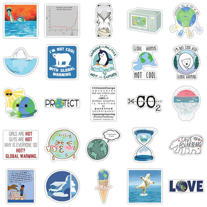 50PCS Global Climate Change Graffiti Waterproof Sticker Suitcase Notebook Refrigerator Skateboard Water CupHelmet