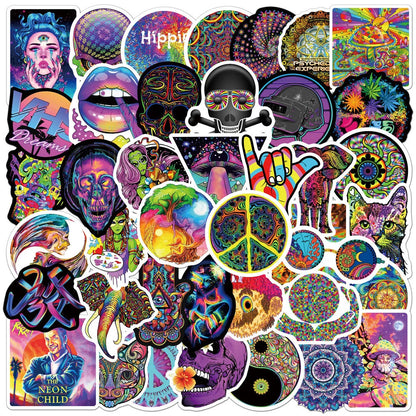 50PCS New Color Psychedelic Series Luggage Laptop Stickers Motorcycle Mobile Phone Water Cup Stickers