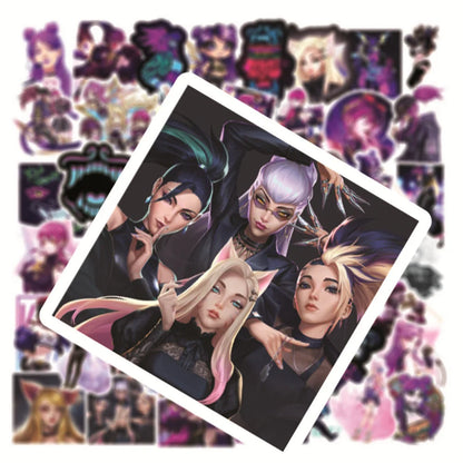 50PCS LOL Game KDA Graffiti Waterproof Sticker Suitcase Notebook Skateboard Refrigerator Stationery Box Water Cup