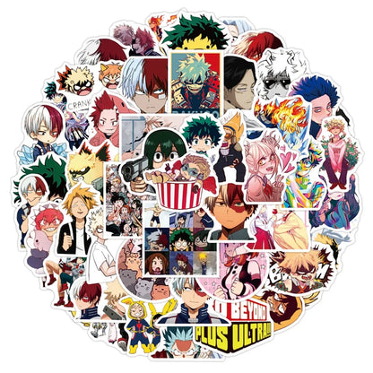 50PCS Riman Cartoon My Hero Academy Graffiti Sticker Luggage Laptop Scooter Water Cup Sticker