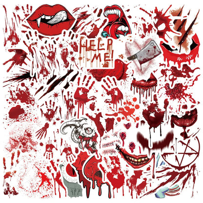 48PCS Red Blood Terror Personality Decoration Graffiti Waterproof Sticker Notebook Water Cup Refrigerator Helmet