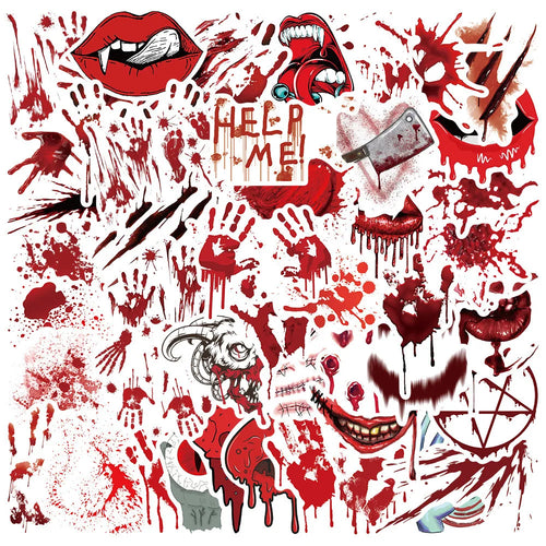 48PCS Red Blood Terror Personality Decoration Graffiti Waterproof Sticker Notebook Water Cup Refrigerator Helmet