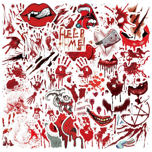 48PCS Red Blood Terror Personality Decoration Graffiti Waterproof Sticker Notebook Water Cup Refrigerator Helmet