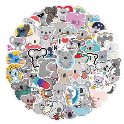 50PCS Cute Animal Koala Graffiti Sticker Waterproof Luggage Compartment Notebook Scooter Water Cup Sticker Custom