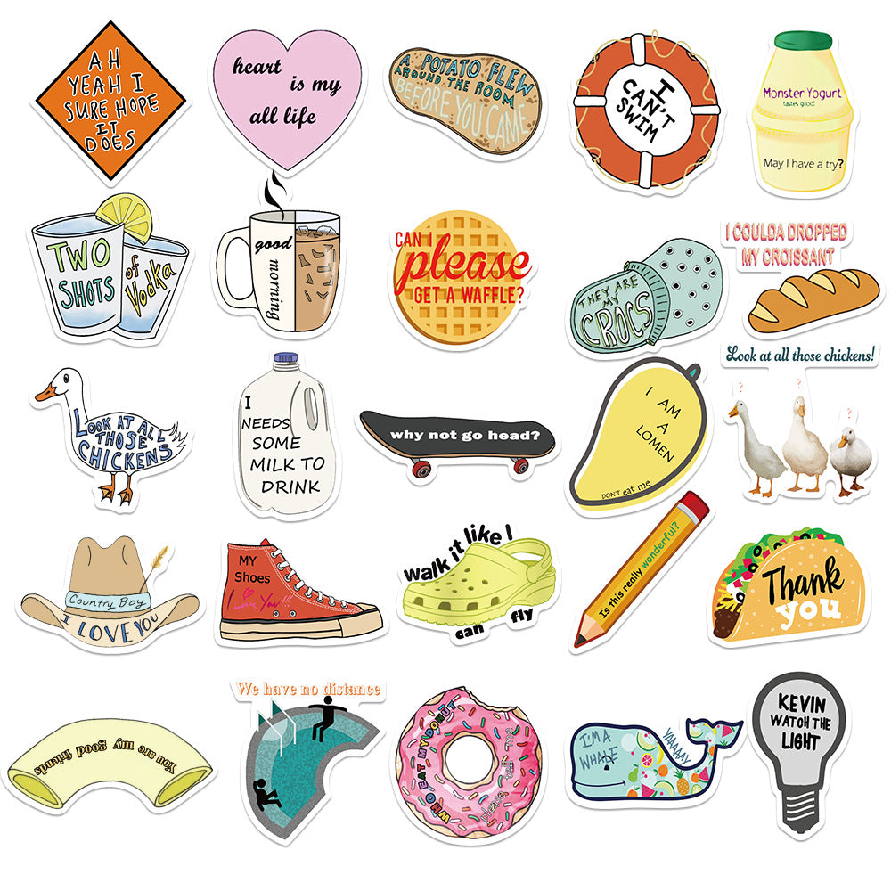 50PCS Adorable Cartoon Minimalist Doodle Stickers for Skateboards, Bags, Laptops, Stationery Boxes, and Beautiful DIY Desktop Decor Decals
