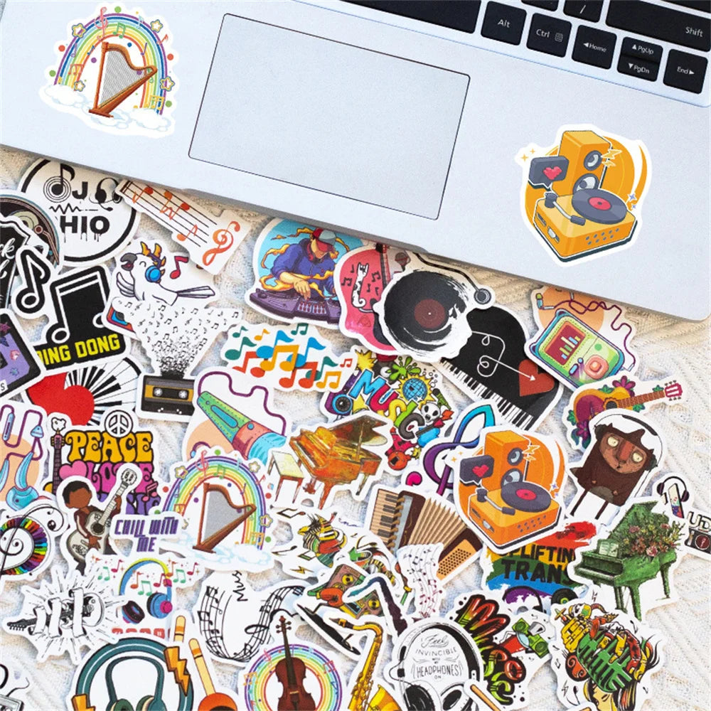 50PCS Cartoon Punk Rock Music Creative Decoration Sticker Scrapbook Notebook Children Toy Gift Sticker