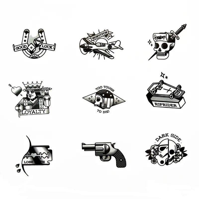50 pieces of black and white creative Egyptian element pattern graffiti stickers, personalized DIY home decoration stickers for mobile phones, laptops, notebooks, suitcases and refrigerators, toys