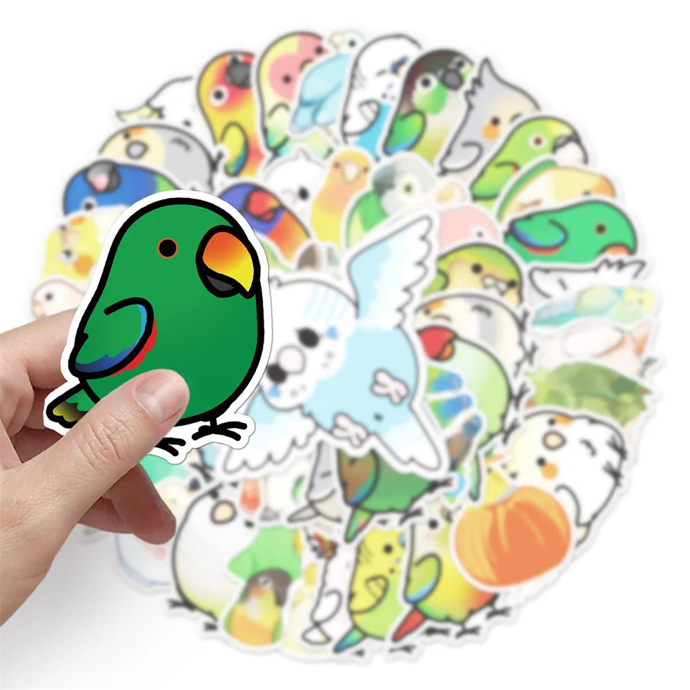 50PCS Cute Parrot Cartoon Personality Creative Decoration Graffiti Waterproof Sticker Notebook Skateboard Helmet