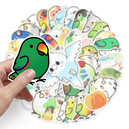 50PCS Cute Parrot Cartoon Personality Creative Decoration Graffiti Waterproof Sticker Notebook Skateboard Helmet