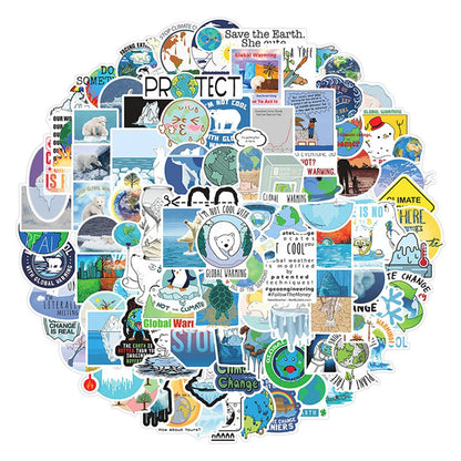 50PCS Global Climate Change Graffiti Waterproof Sticker Suitcase Notebook Refrigerator Skateboard Water CupHelmet