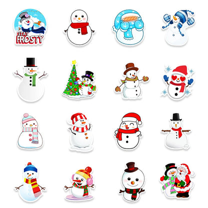 50PCS Christmas Snowman Graffiti Sticker Car Trunk Helmet Balancing Car Decoration Sticker