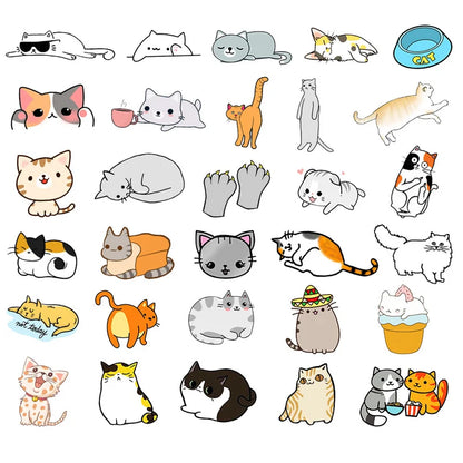 50PC   Cute Kitten Notebook Graffiti Stickers Mobile Phone Water Cup Car Helmet Refrigerator Motorcycle Stickers