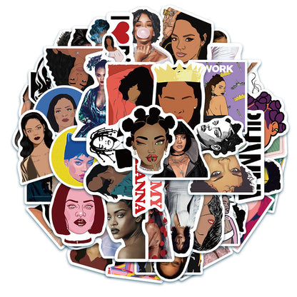 50PCS Pop Diva & Superstar Stickers, Music Icon Cartoon Doodles for Fans, Concerts, and Music Festival Vibes