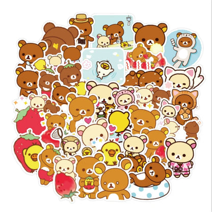 50PCS Cute Rilakkuma Cartoon Anime Graffiti Sticker Skateboard Motorcycle Helmet Water Cup Guitar Decoration Toy