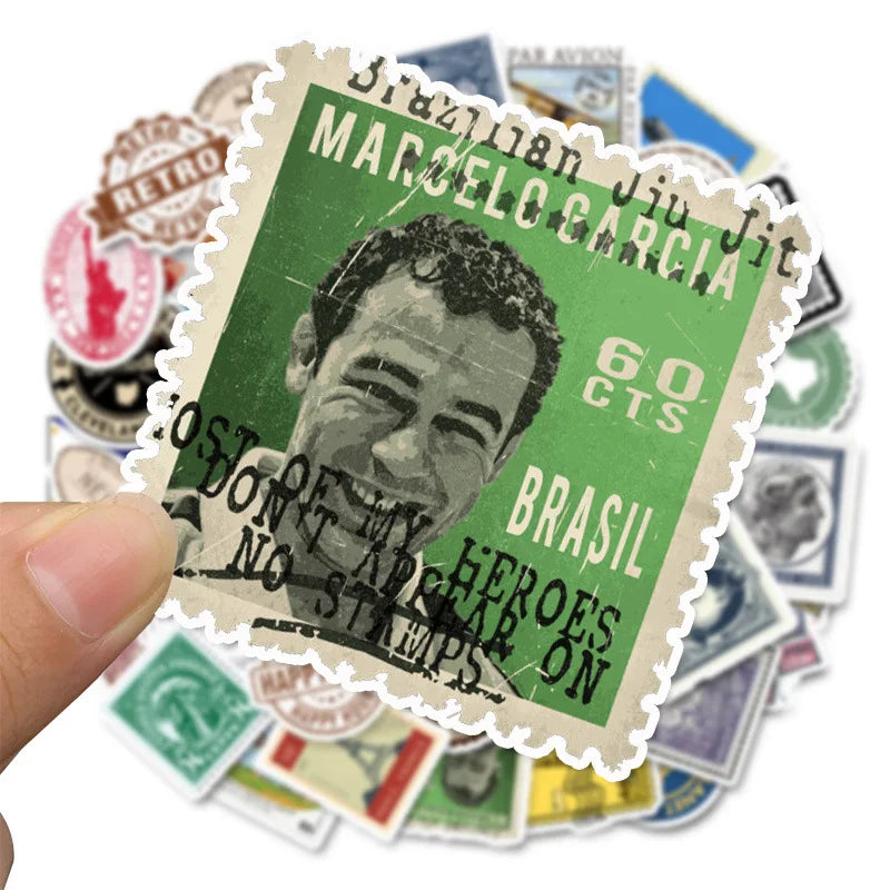 50PCS Classic Retro European And American Style Cartoon Stamps Graffiti Notebook Stationery Computer Stickers