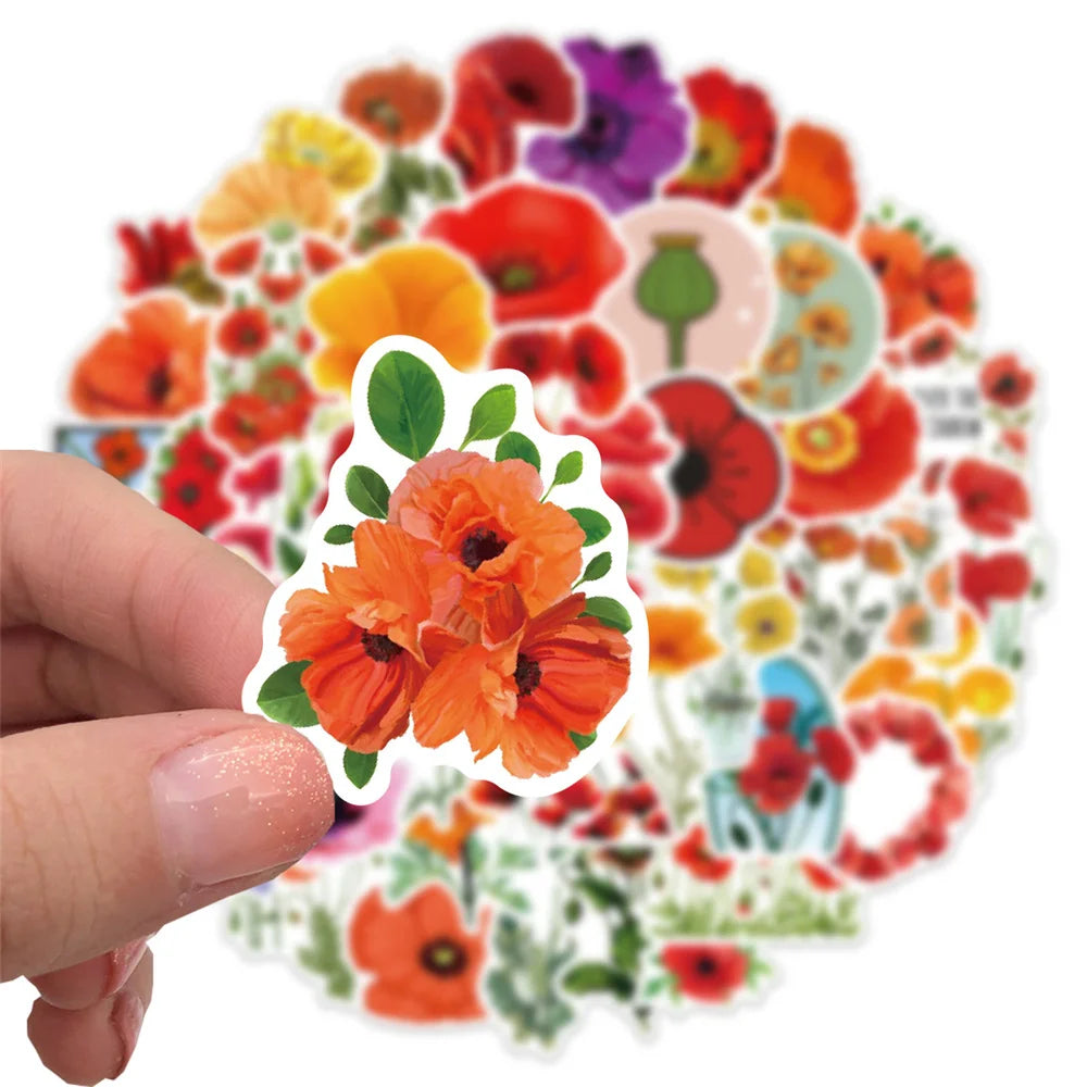 50PCS Cartoon Cherry Blossom Flowers Waterproof Graffiti Sticker Suitcase Notebook Mobile PhoneRefrigeratorHelmet