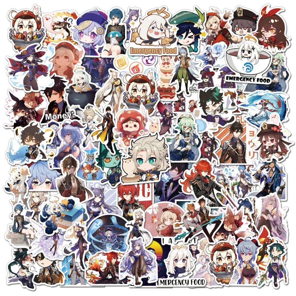 100PCS Anime Game Genshin Impact Stickers Graffiti For Laptop Luggage Bike Car Skateboard Guitar Waterproof Decal Toys