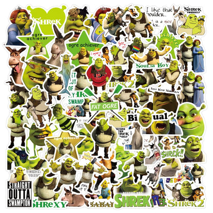 50pcs Cartoon Monster Shrek Graffiti Sticker DIY Suitcase Laptop Suitcase Guitar Star Sticker Waterproof