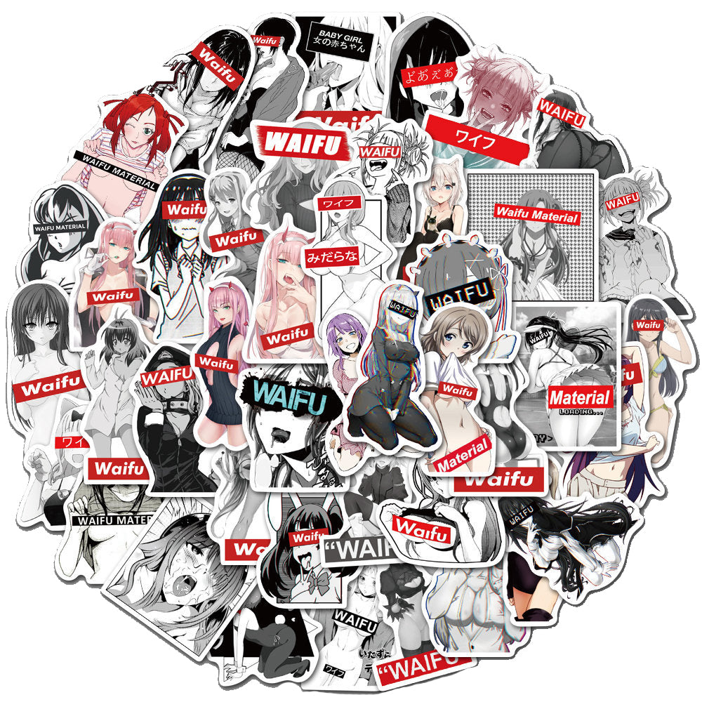 50PCS Anime Girl Stickers - Kawaii Manga Decals for Laptops, Planners, Water Bottles & Otaku Culture Gifts